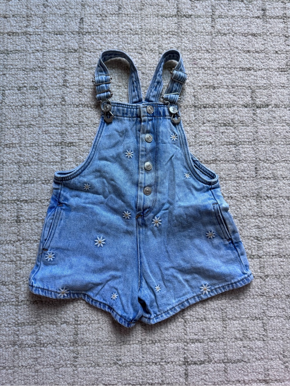 Zara Light Blue Denim Daisy Embroidered Shortalls